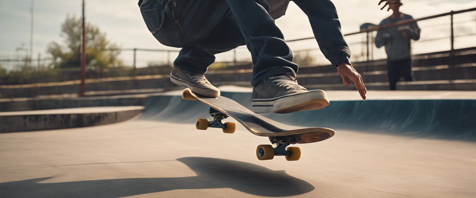 Skateboarder in action